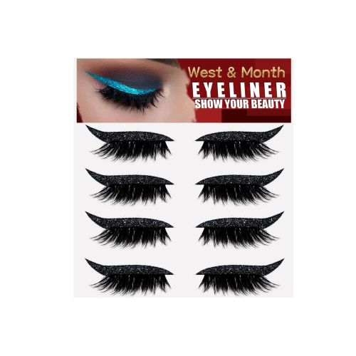 False eyelash strip set with 8 pairs on a white backing sheet