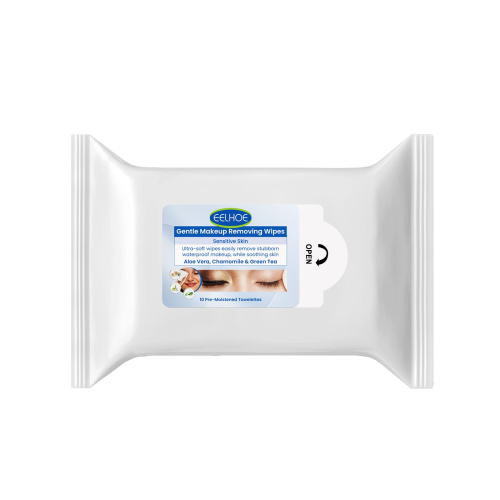 EELHOE gentle makeup remover wipes pack with blue label, white pouch