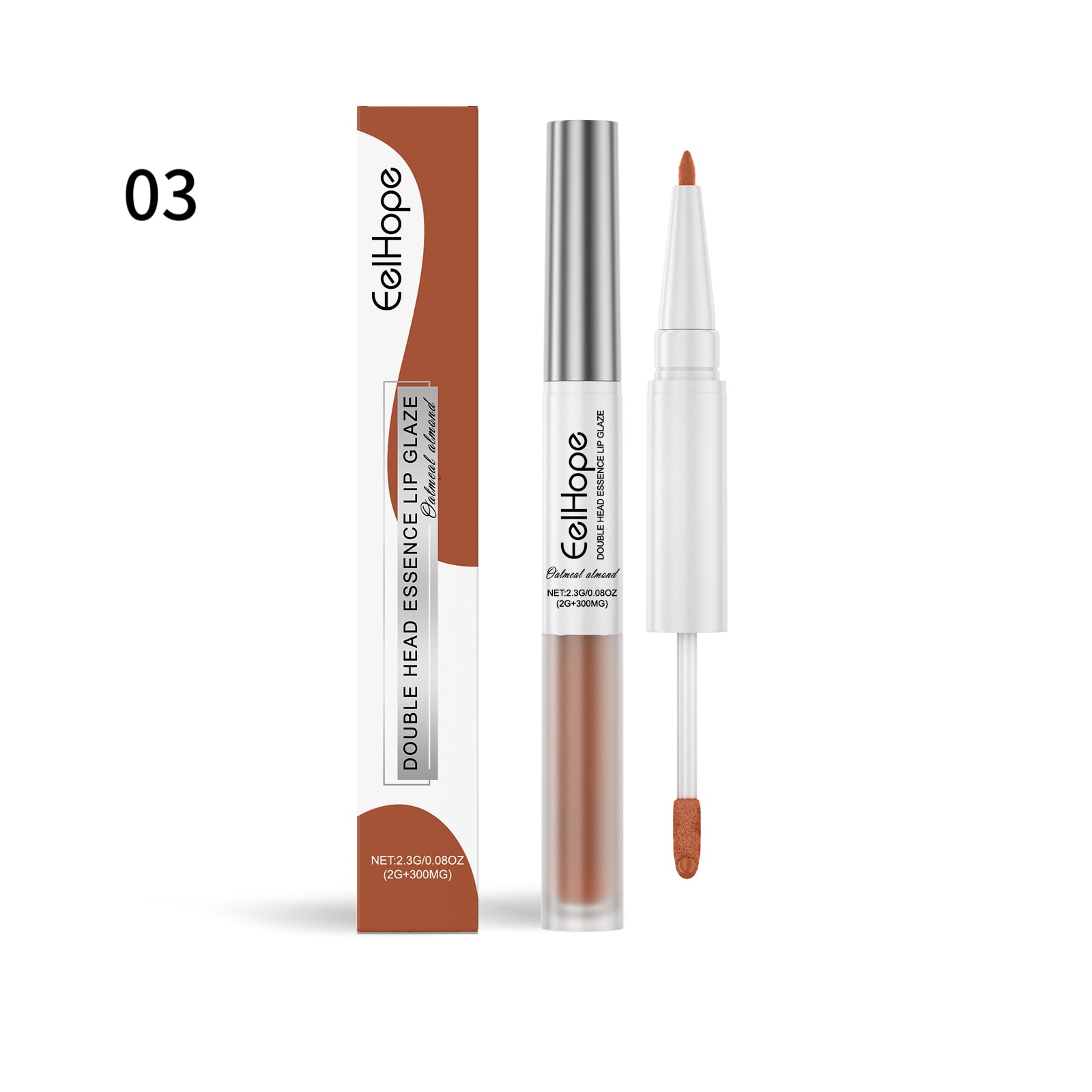 Lip glaze & liner pen, shade 03, nude brown tint with doe-foot applicator