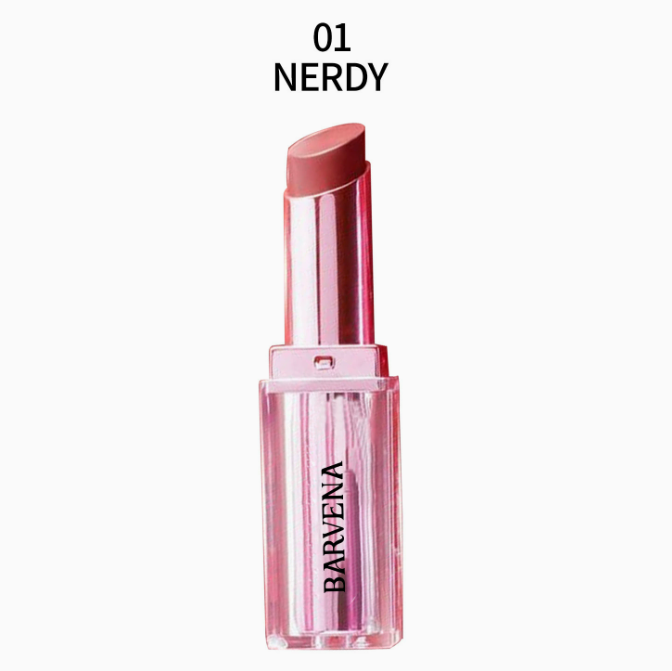 Pearl lipstick tube, NERDY shade, soft pink lipstick with clear cap