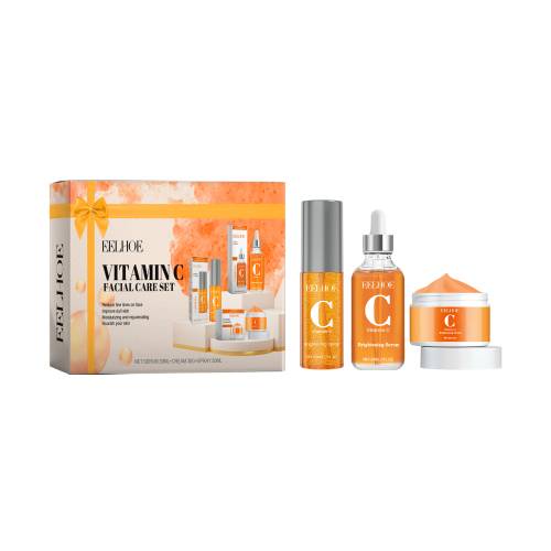 Eelhoe Vitamin C facial care set with box, bottles and cream jar