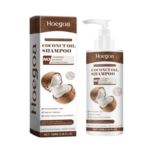 Hoegoa coconut oil anti-dandruff shampoo bottle and box, 100 ml