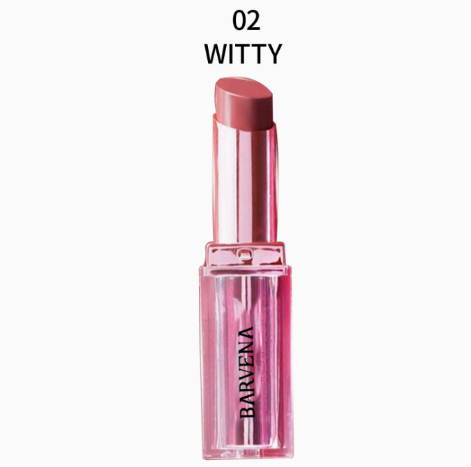 Pearl lipstick tube, WITTY shade, pink-rose lipstick with clear cap