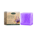 Lavender yoni soap bar and box set, purple bar with lavender flower graphic
