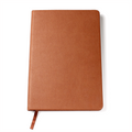 Orange vegan leather journal cover with textured finish and brown stitched edge