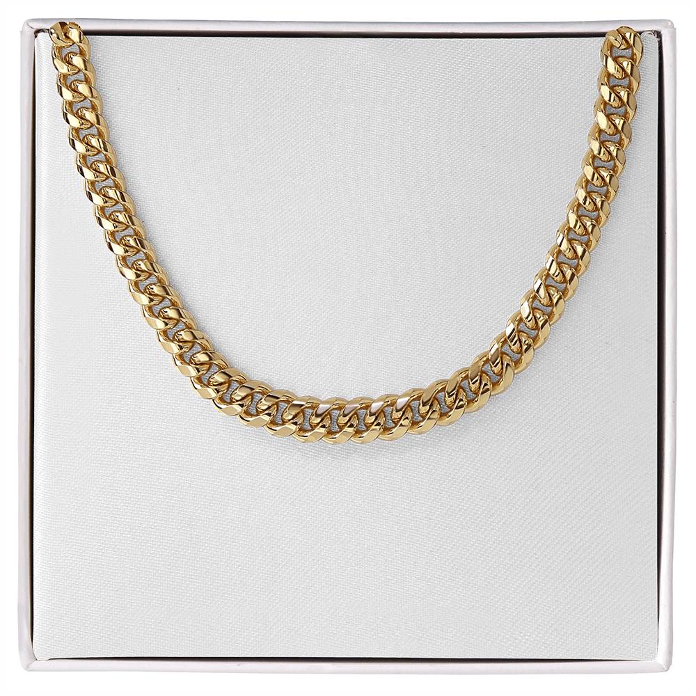Gold-tone Cuban link chain necklace with chunky interlocking curb links