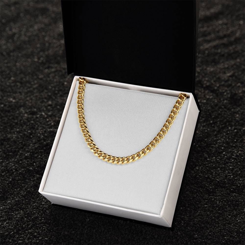 Gold-tone Cuban link chain necklace with bold interlocking curb links
