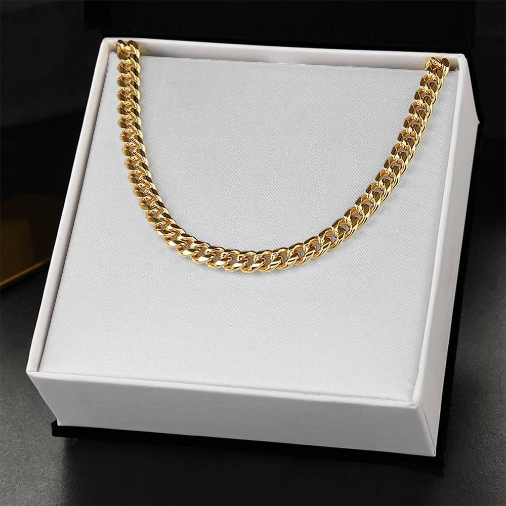 Gold-tone Cuban link chain necklace with thick, polished link segments