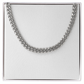 Silver-tone Cuban link chain necklace with interlocking curb links