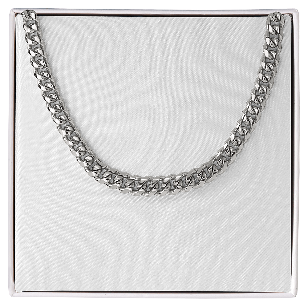 Silver-tone Cuban link chain necklace with interlocking curb links
