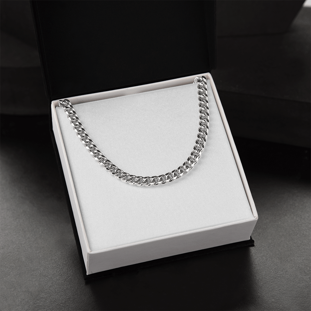 Silver-tone Cuban link chain necklace with bold interlocking curb links