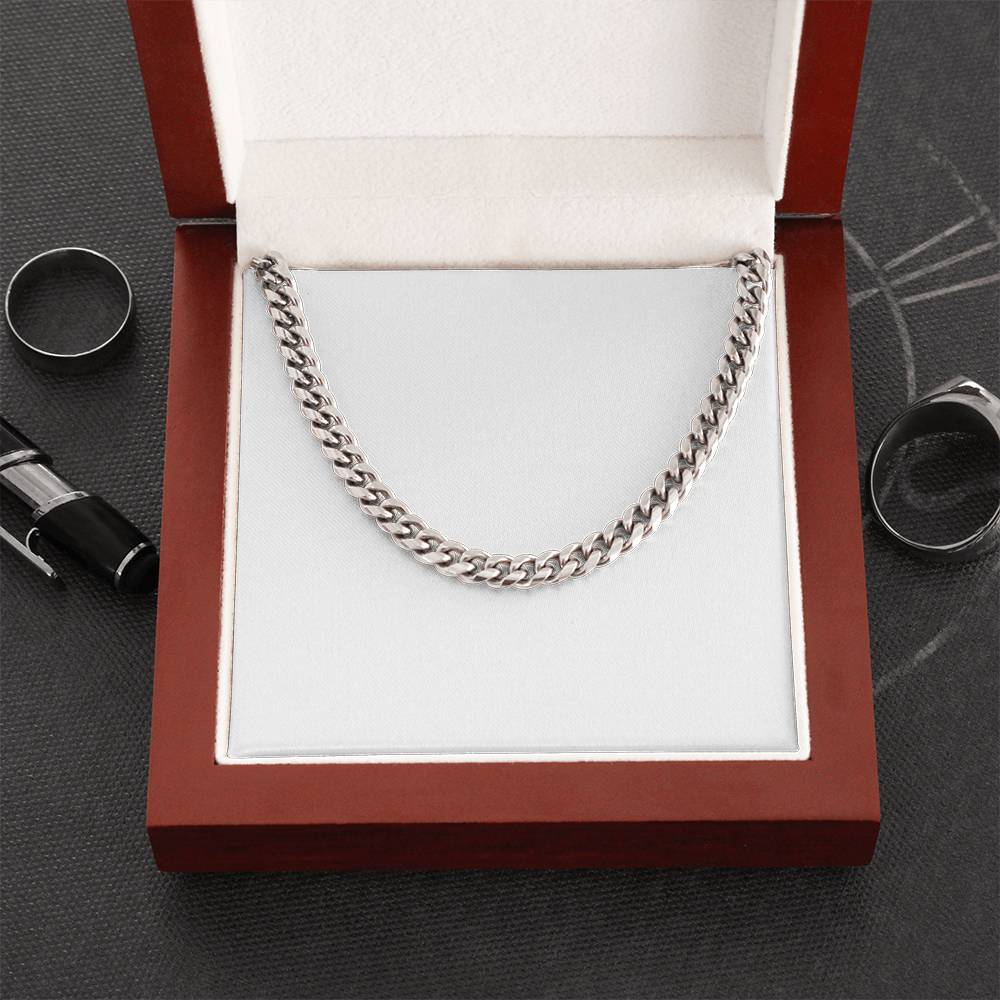 Silver-tone Cuban link chain necklace with thick interlocking curb links
