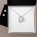 Heart CZ pendant necklace with matching stud earrings, silver-tone chain