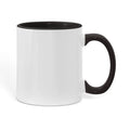 Color accent mug with black rim and handle, white body