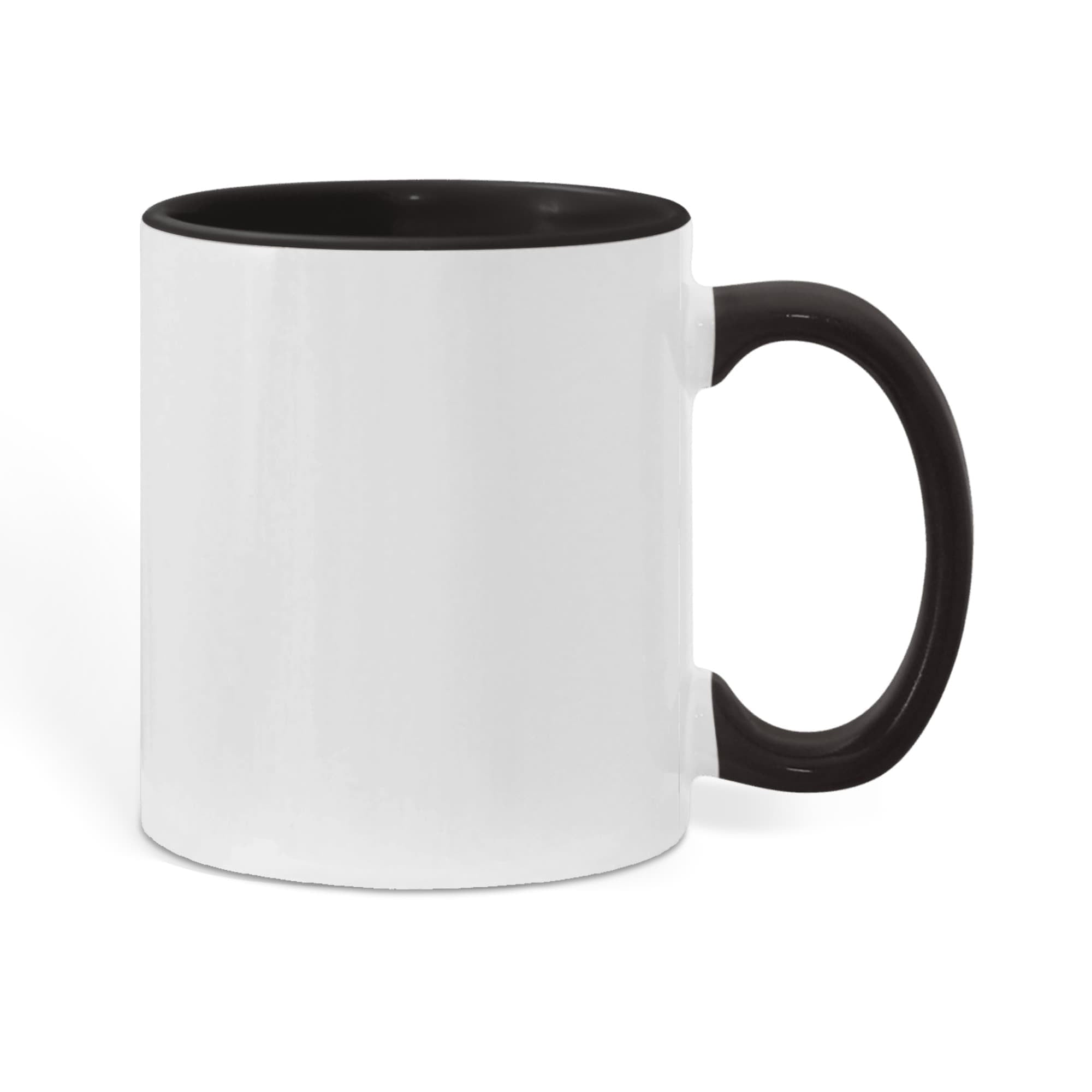 Color accent mug with black rim and handle, white body