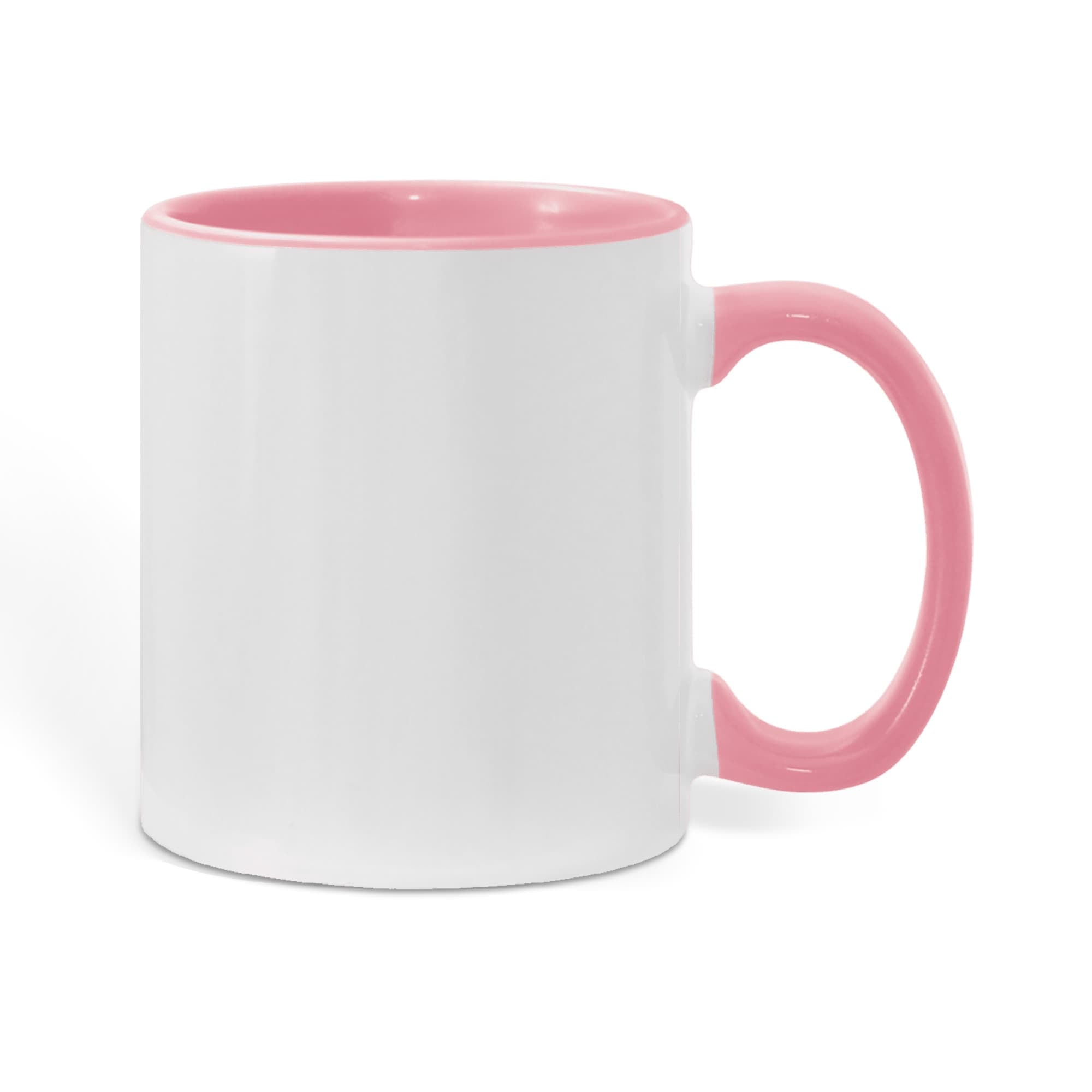 Color accent mug with pink rim and handle, white body