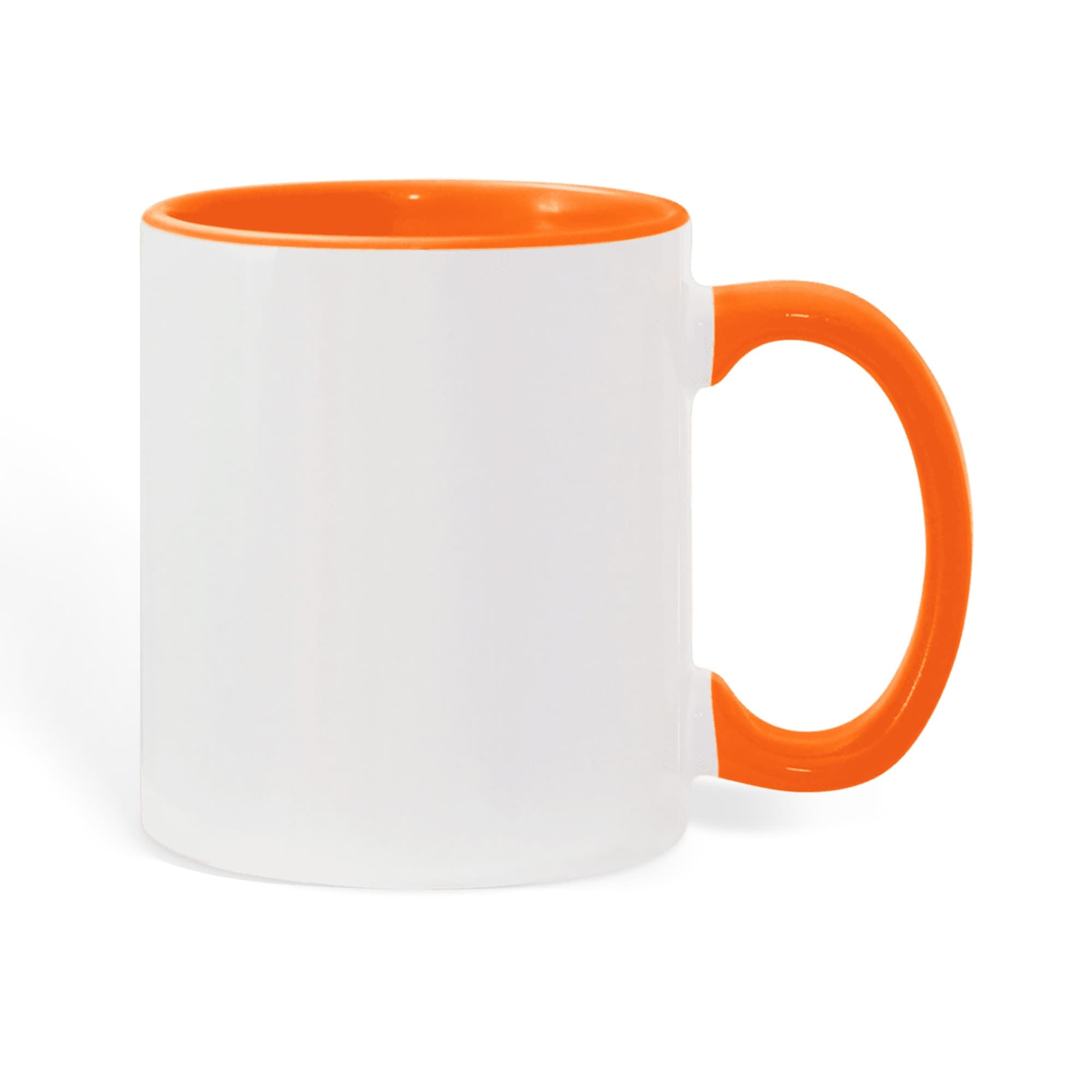 Color accent mug with orange rim and handle, white body