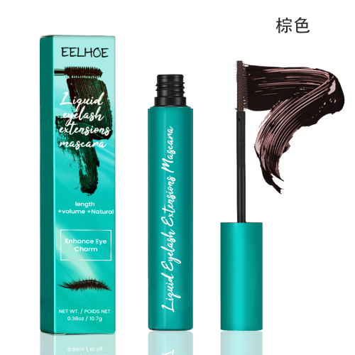 EELHOE brown mascara cream in tube with wand and dark brown lash swatch
