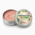 DERMARESTORE balm body cream in metal tin, open with pink moisturizing gel