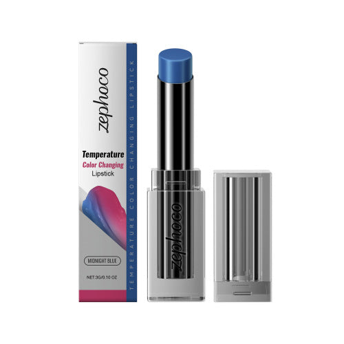 Zephoco Midnight Blue warming lip balm stick with clear tube and outer carton
