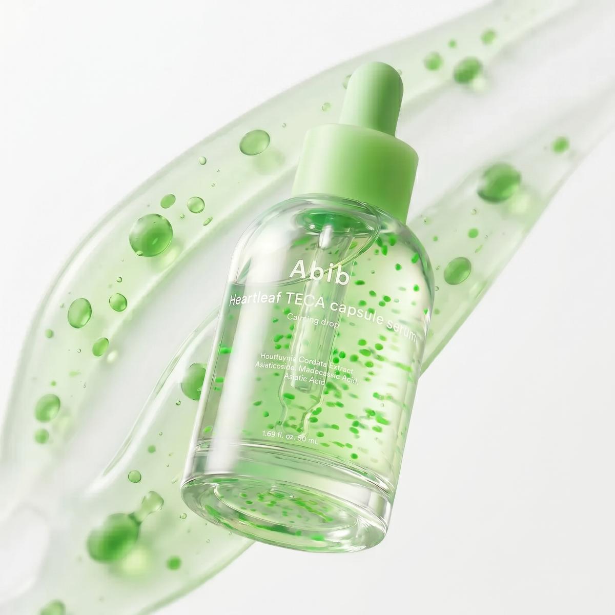 Abib Heartleaf TECA Capsule Serum bottle with green cap, 50ml