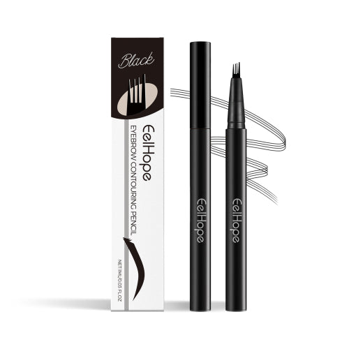 Waterproof eyebrow pencil set, black; includes pencil with four-prong micro tip