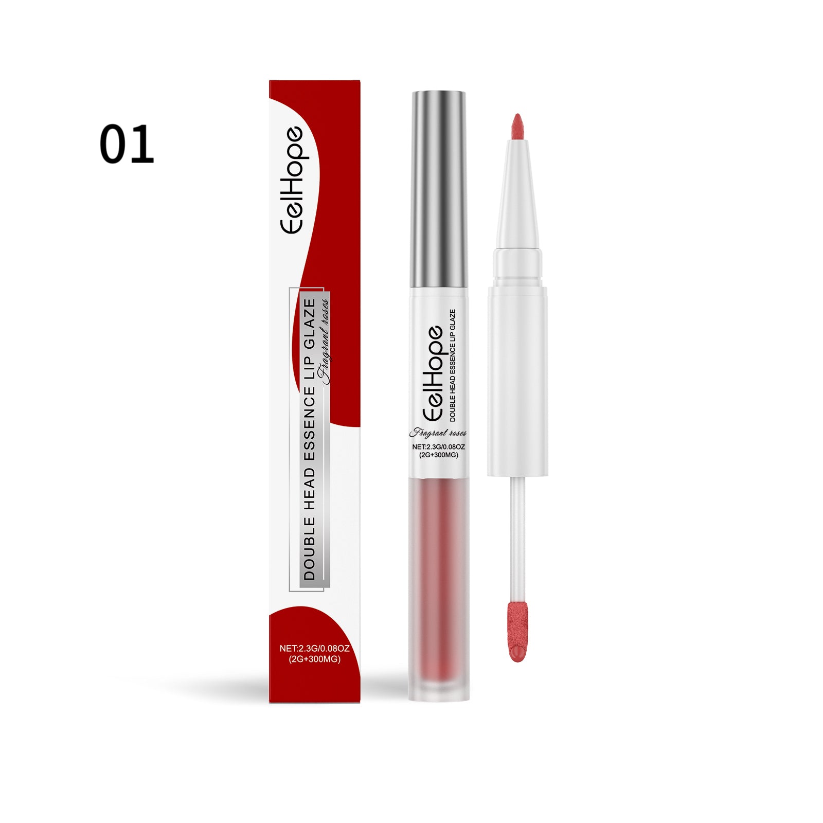 Lip glaze & liner pen, shade 01, deep red tint with doe-foot applicator
