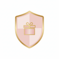 Package protection shield icon with gift box emblem